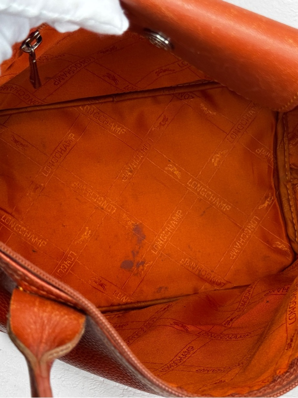 Longchamp Le Pliage Cuir Small Orange Leather Tote Bag Top Handle Authentic - Picture 8 of 16
